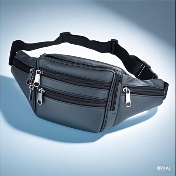 Leather Fanny Pack Travel Waist Bag 7 Pockets Waist Pack.Suitable for Outdoor - Picture 2 of 7